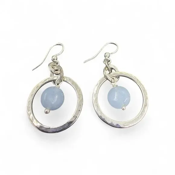 Far Fetched Entwined Circles Angelite Dangle Earrings Silver Plated Mima Oly NEW - Picture 2 of 4